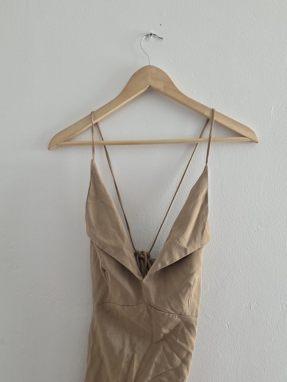 Mable | Tan Midi Dress with Open Back